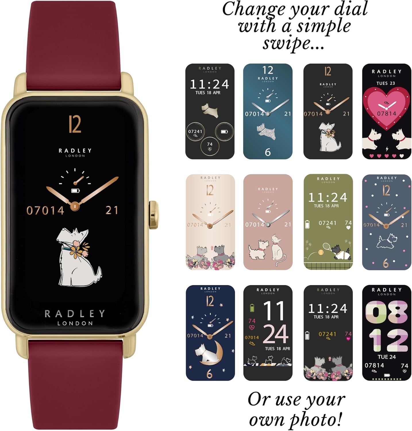 RADLEY Series 21 Womens Smart Watch with Cranberry Red Lozenge Silicone Strap RYS21-2148