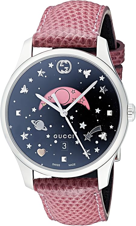 Gucci Womens Moon Phase Quartz Watch with Leather Strap YA1264046